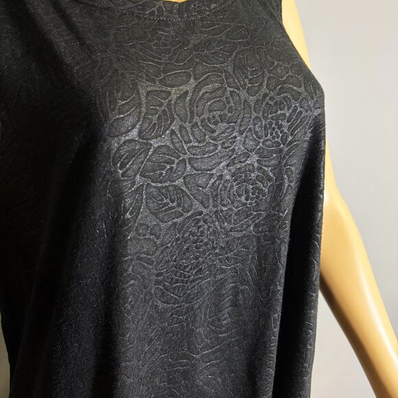 Black Floral Embossed Open-Back Tunic Top 🖤 draped twist detail - Picture 4 of 4